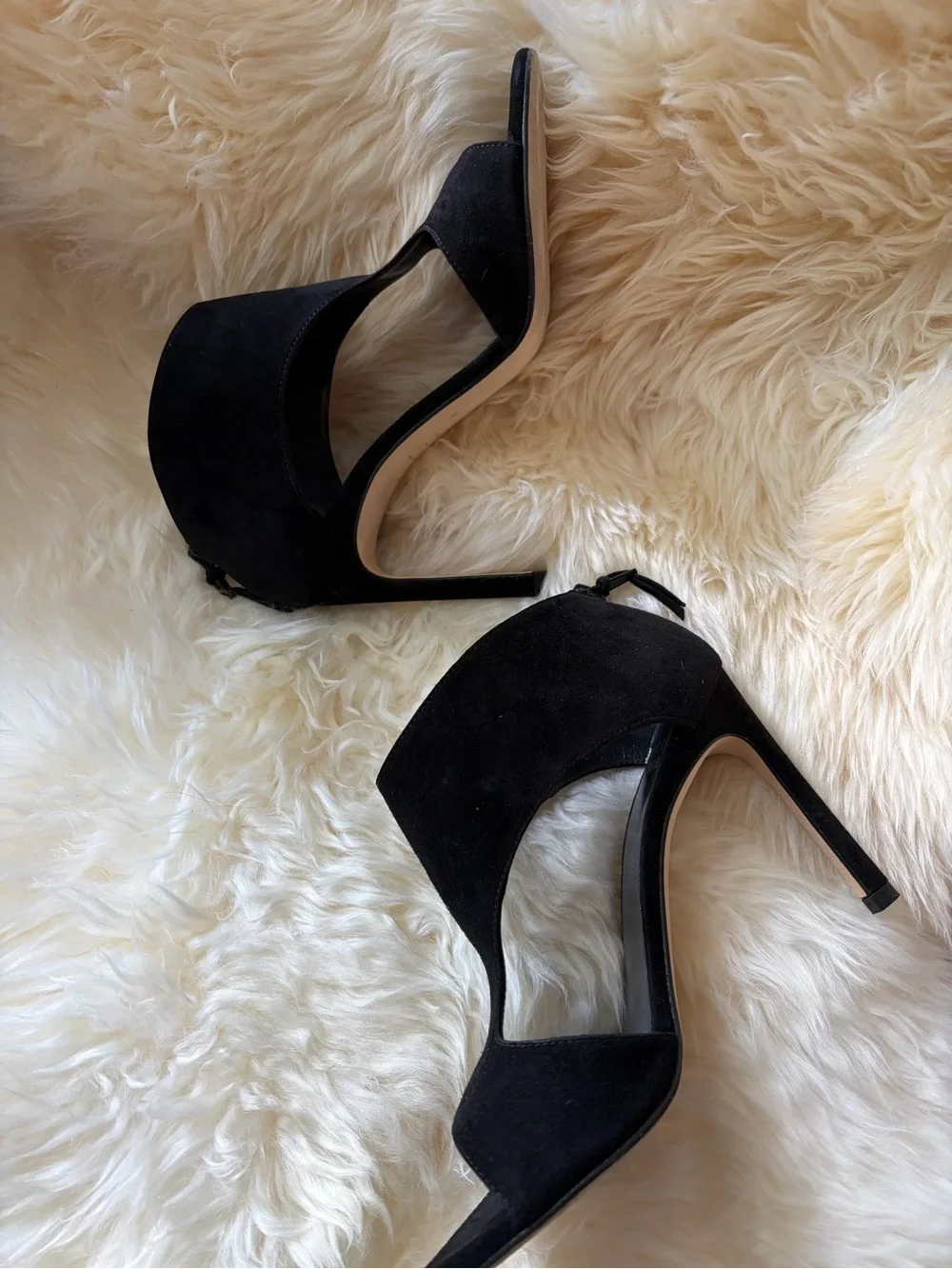 Stuart Weitzman Hot Stuff Black Suede Cutout Open Toe Heels Booties Size 6